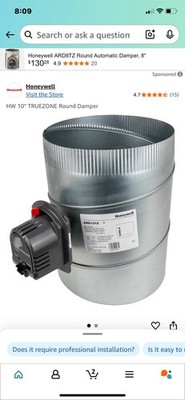 Honeywell ARD10TZ 10in Round Automatic TrueZONE Damper, Normally Open