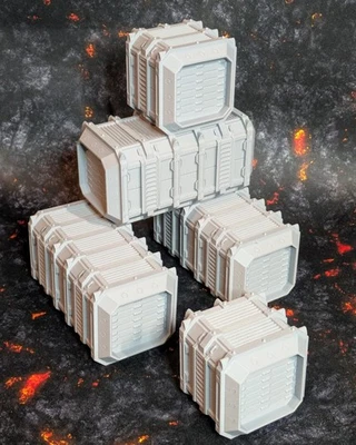 5 x Shipping Containers Wargaming Scatter Terrain Sci Fi Gothic - Warhammer 40k