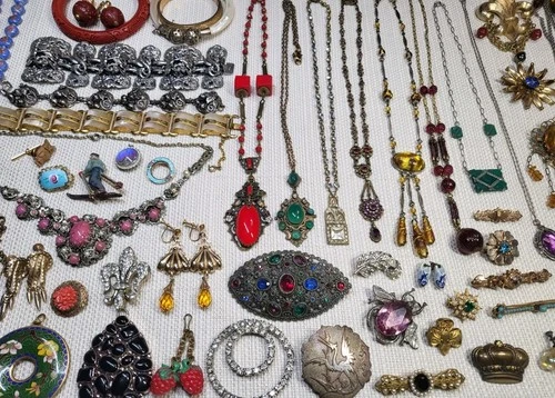 Huge Antique/vintage Jewelry Lot Rare Art Deco Victorian Czech Gold Filled 51 Pc