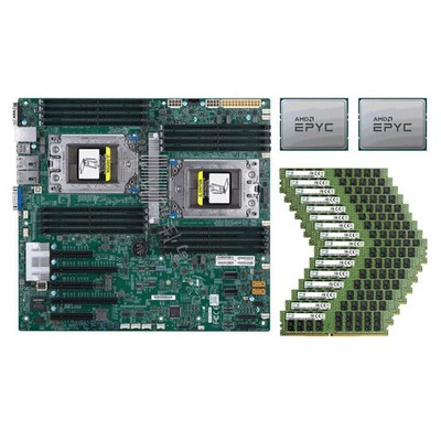 Supermicro H11DSi-NT Motherboard + 2x AMD EPYC 7642 CPU + 16x 32GB 2666MHz RAM