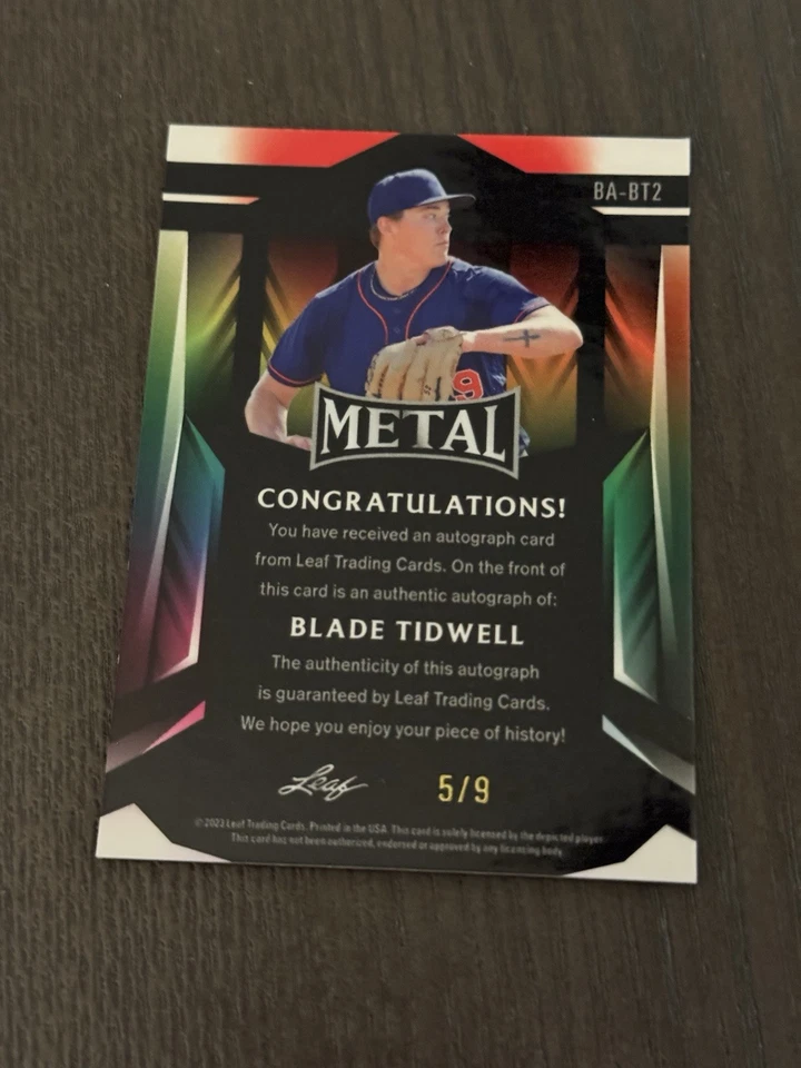 2023 Leaf Metal Silver Wave Autographs /9 #BA-BT2 BLADE TIDWELL Signed Auto - Image 3 of 3