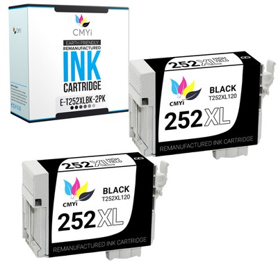 2-Pack CMYi Replacement T252XL Black Ink Cartridge for Epson Workforce WF-7210