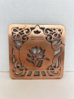 Vintage Trivet Copper Over Cast Iron Teapot Floral Square Mid Century