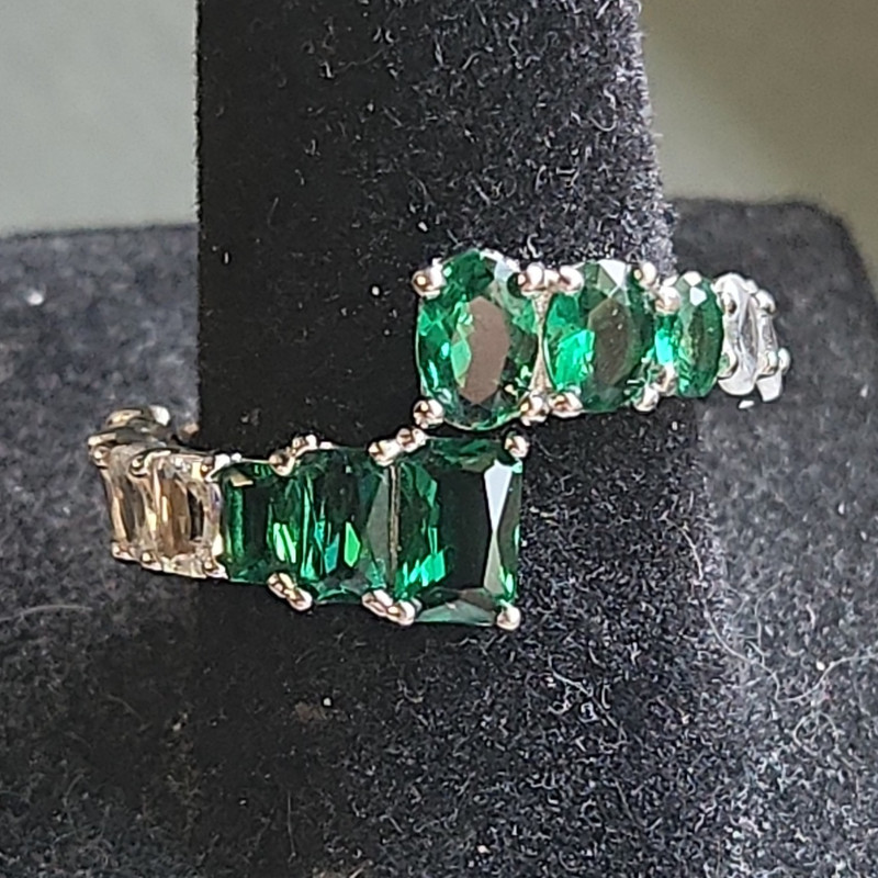 BP "Shimmering Green Affair" Lab Created Emerald .925 Sterling Silver Ring Sz 9.