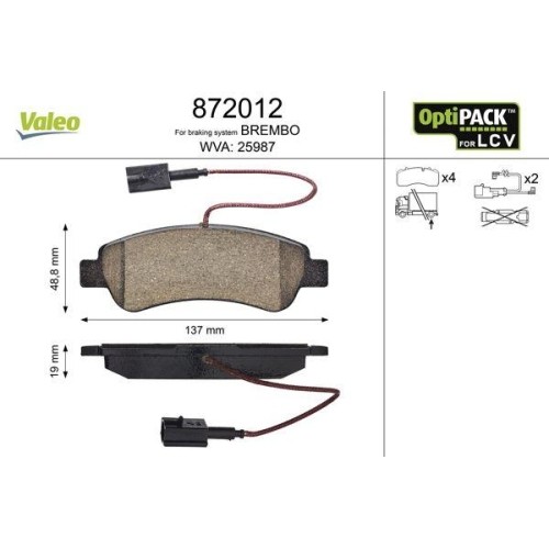 1X Bremsbelagsatz, Scheibenbremse Valeo 872012 Passend FüR CitroËN Fiat-image