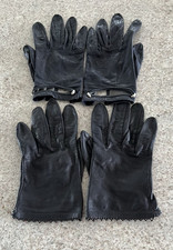 2 Pair Of Vintage French Leather Black Wrist Length Gloves 6.5 