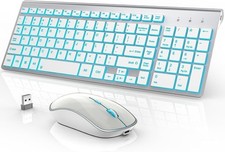 J JOYACCESS Wireless Keyboard and Mouse Combo with 7 Backlit Options,Quiet Li...