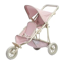 Olivia's Little World Polka Dot Princess Baby Doll Twin Jogging Stroller, Pink