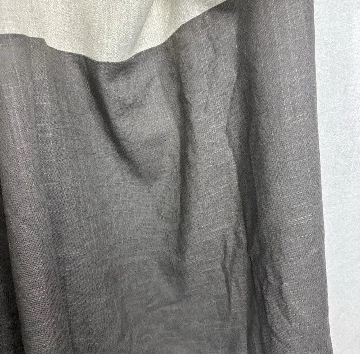 2 cortinas Allen + Roth ENGLEWOOD 50”x 64” varilla bolsillo lengüeta trasera panel crema/gris Foto 4 de 4