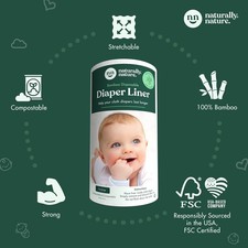 NEW 2x Naturally Nature Disposable Cloth Diaper Liners Unscented 100Pks White