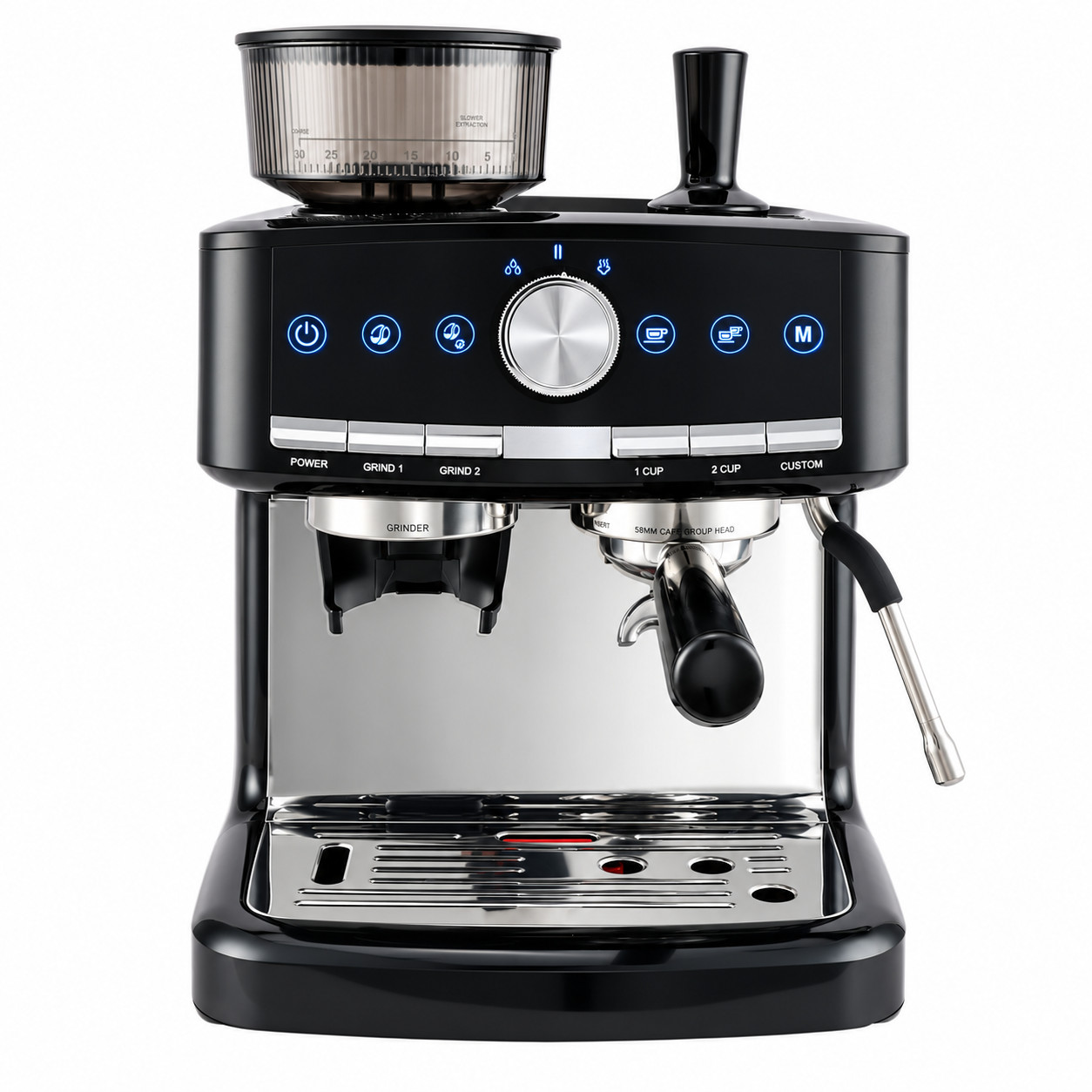 Commercial Espresso Machine 15 Bar, Semi-Automatic Coffee Maker w/ Bean Grinder