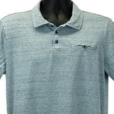 Rock Republic Polo Shirt Short Sleeve Pocket Striped Blue L Large