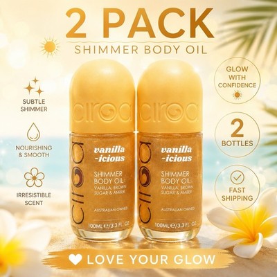 Ciroa Shimmer Summer Body Oil -vanilla-icious  3.4 fl oz Two Pack ~ New