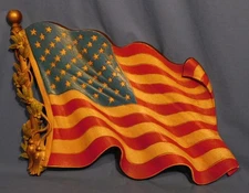 Vintage Retro Burwood Products Co - 1971 3D American Flag Wall Hanging Americana