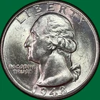 1948 Washington Quarter Silver Brilliant Uncirculated BU Coin #40574