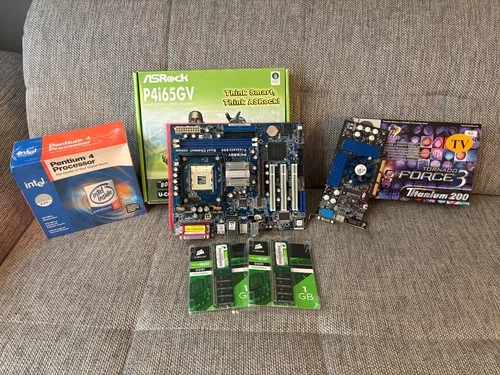 💯NEU! AsRock Mainboard Pentium 4 2 GB DDR GeForce 3 Ti Bundle Retro Sockel 478