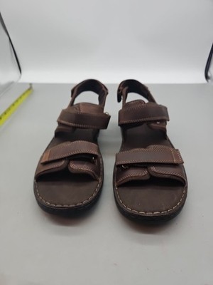Clarks Malone Shore Tumbled Leather Men's Sandals 13M Brown Comfort Collection 