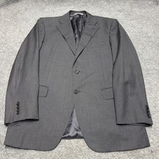 Canali Herringbone Blazer Gray Wool Pinstripe Made in Italy Men US 42R EU 52R