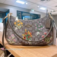 NWT COACH Teri Shoulder Bag In Signature Jacquard With Floral Embroidery CER25