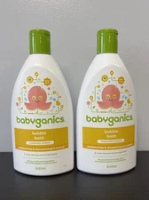 BRAND NEW 2 Bottles Babyganics 9 Oz Chamomile Verbena Bubble Bath Plant Derived