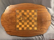 Antique Inlaid Marquetry Gameboard on Salvage Tilt Table Top single game board