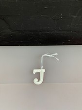 POSH GRAFFITI Decorative White Hanging Ribbon Wooden Letter J Measures 6 cm