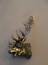Red Stag Head  Charm with 5mm Hole to fit Pendant Charm Bracelet European refA53