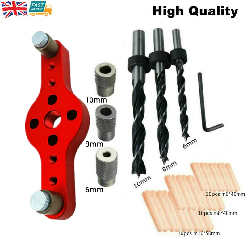 Vertical Pocket Hole Jig Wood Doweling 6 8 10mm Self Centering
