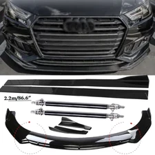 Front Bumper Lip Spoiler Side Skirts Rear Lip Glossy Black For AUDI A4 A5 A6 A7