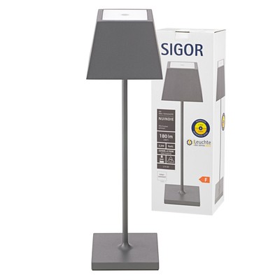 Sigor Akku-Tischleuchte NUINDIE Eckig Anthrazit