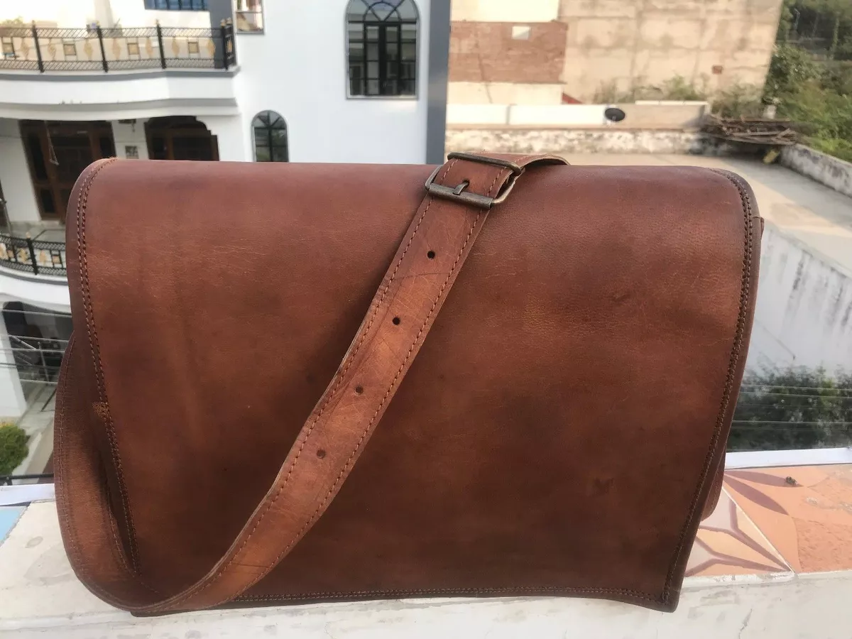 Hombre Genuino Vintage Cuero Bolso Mensajero Carteras Malet n para