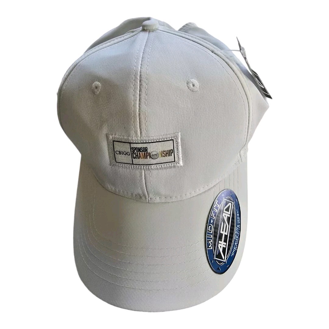 AHEAD Baseball Hat Cap White NWT CBIGG Sponsor Championship Mid