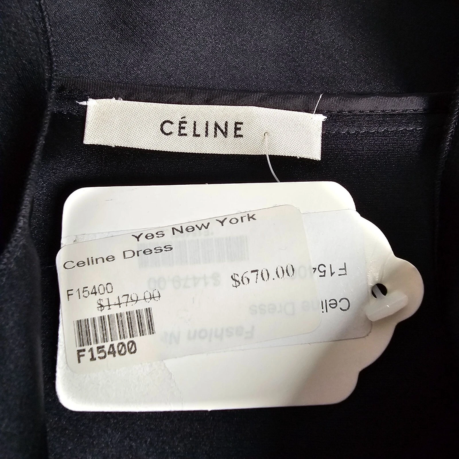 CELINE Abito drappeggiato Céline nero seta e lana made in France taglia FR36 US4 $1479 nuovo con etichette