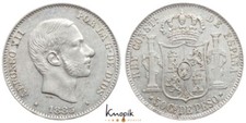 Philippines, Alfonso XII., 50 Centavos 1885, KM 150, 12.82g., XF
