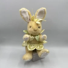 Hugfun Jointed Stuffed Bunny Rabbit Plush 11” 2001 Flower Petals Yellow