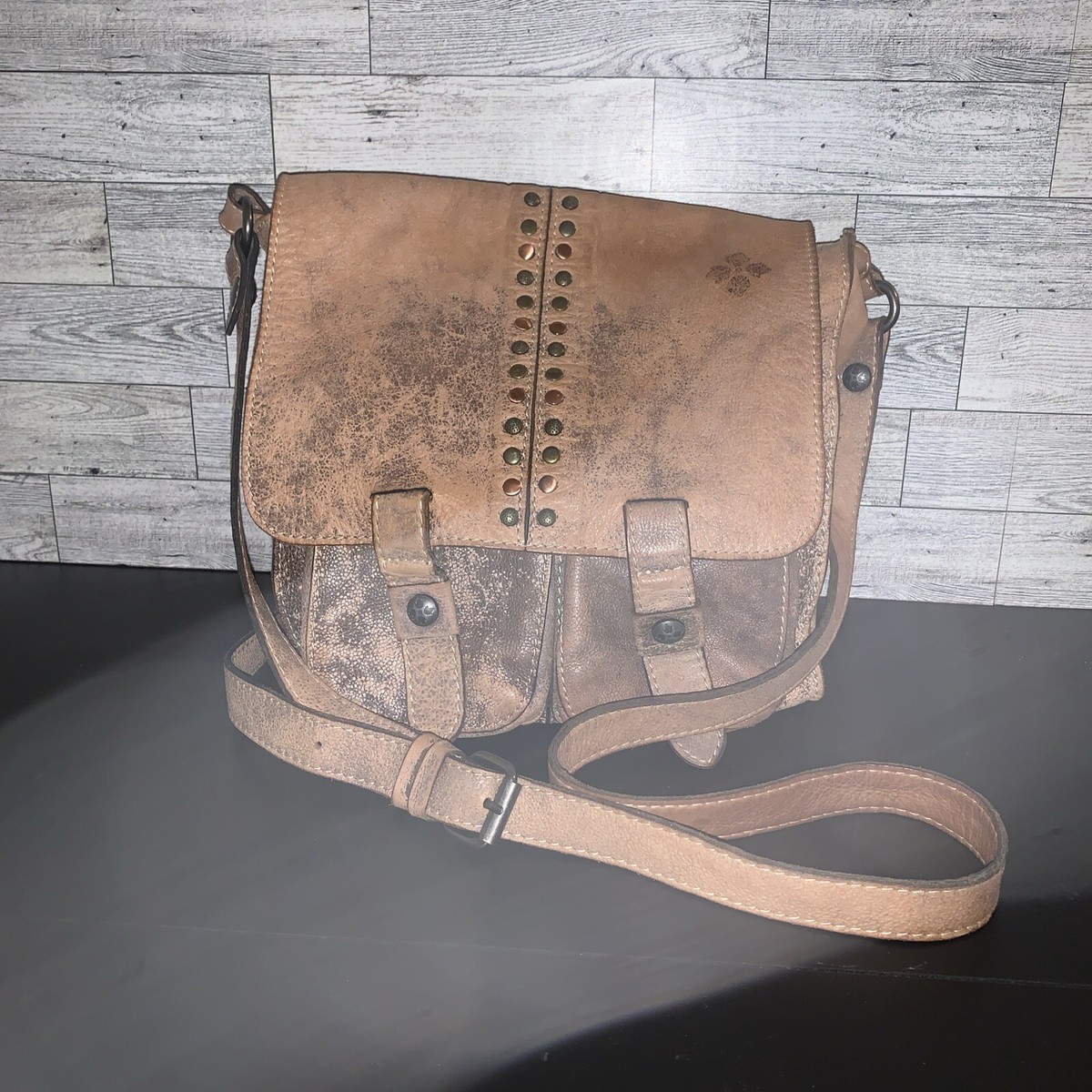 Patricia Nash Armeno Stylish Tan Leather Studded Rustic Travel  Backpack Patricia Nash Armeno Crossbody Bag Womens Italian Leather  main image 2
