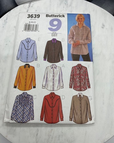 Butterick Pattern 3639 Shirt, Size 8-10-12 | eBay