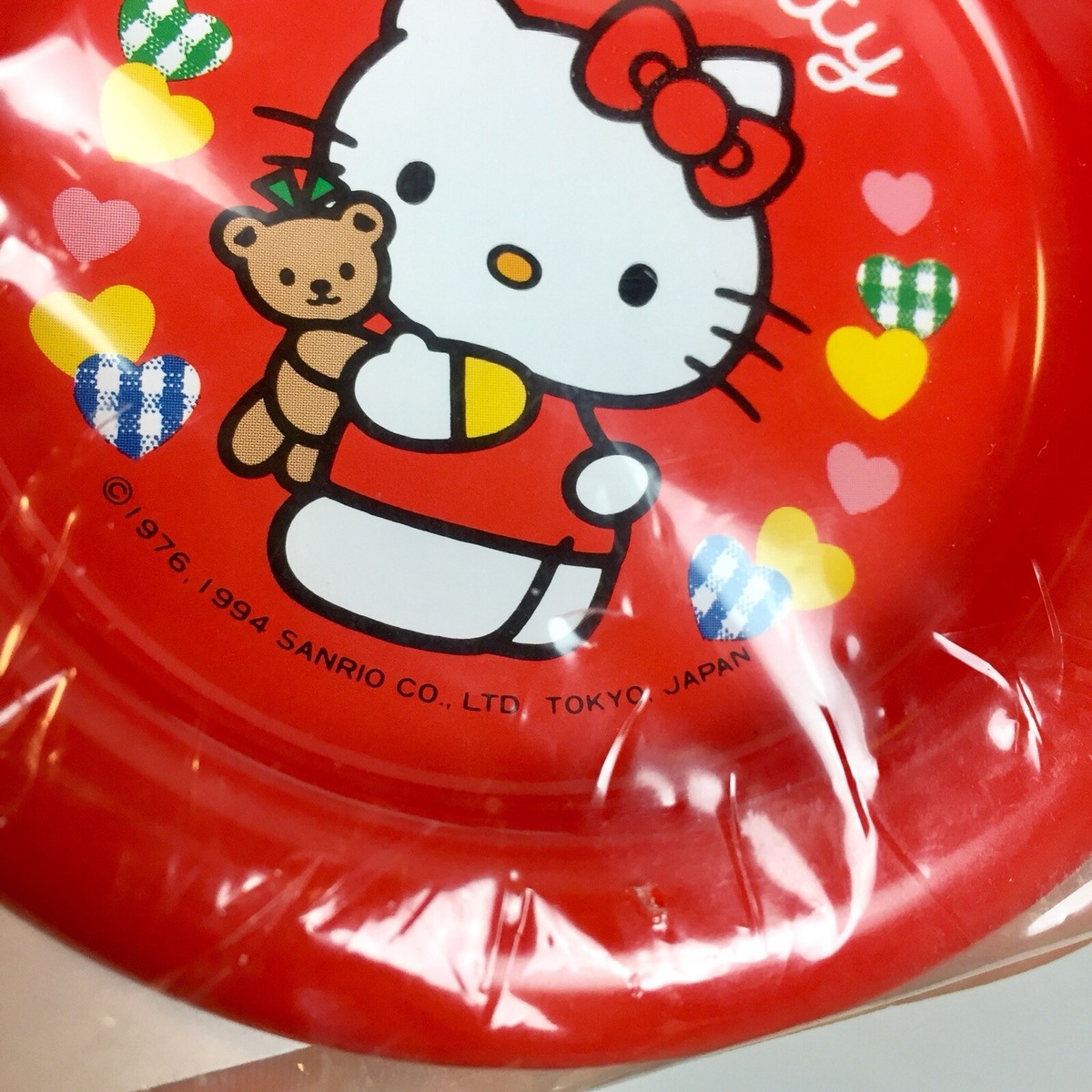 1994 Sanrio Tin Metal Trinket Dishes Set of 2 Red Hello Kitty