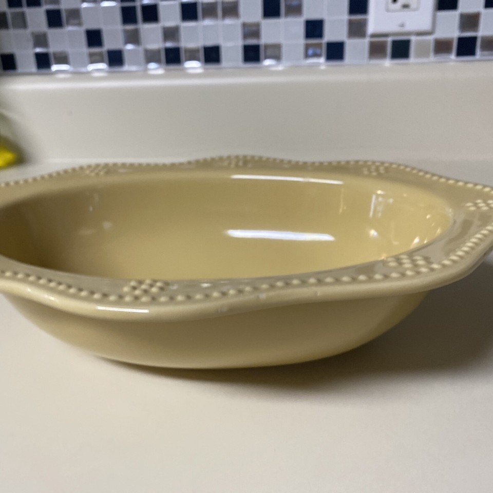 Food Network "Fontinella Yellow" 11 Inch Oval Vegetable Bowl Serving