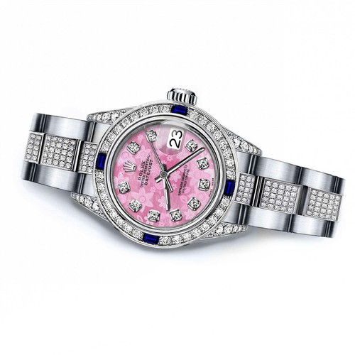Ladies Rolex Rosa Fiore 31mm Datejust acciaio inox centro Diamanti ALETTE +  + | eBay