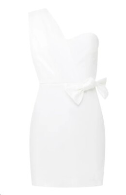 french connection one shoulder bow dress New French Connection White Florida One Shoulder Bow Dress Size 2 NWT $148