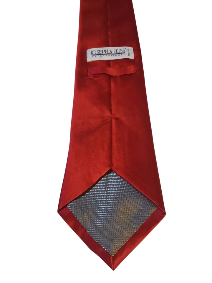Corbata Joseph & Feiss Para Hombre Diseñador Lujo Rojo Sólido Satén Día de San Valentín Foto 4 de 4