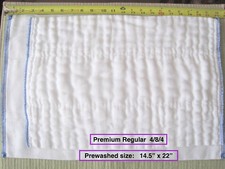 100 Cotton Chinese DSQ prefold diapers PREMIUM REGULAR Large 4/8/4 white