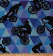 Cycling Bicycles Bike Racing Cyclists Blue Sports Fleece Fabric Print A409.28