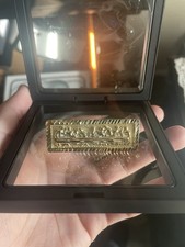 10K Yellow Gold Last Supper Rectangle Two Finger Ring