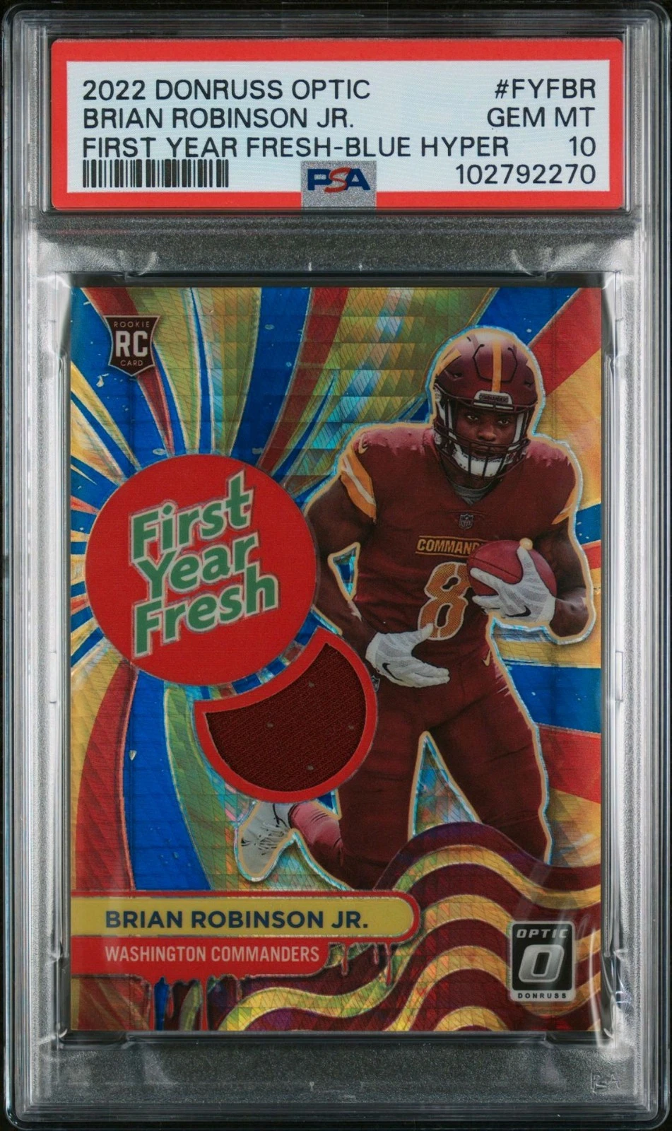 Brian Robinson Jr. Panini Donruss Optic First Year Fresh #FYFBR Blue Hyper