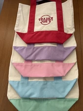 Trader Joe's Mini Canvas Tote Bag Bundle Set of 5 Brand New with Tags Limited