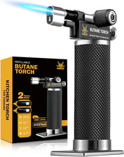 Butane Torch Lighter, DUAL Flame Mode Kitchen Torch, Refillable Cooking Torch Gu