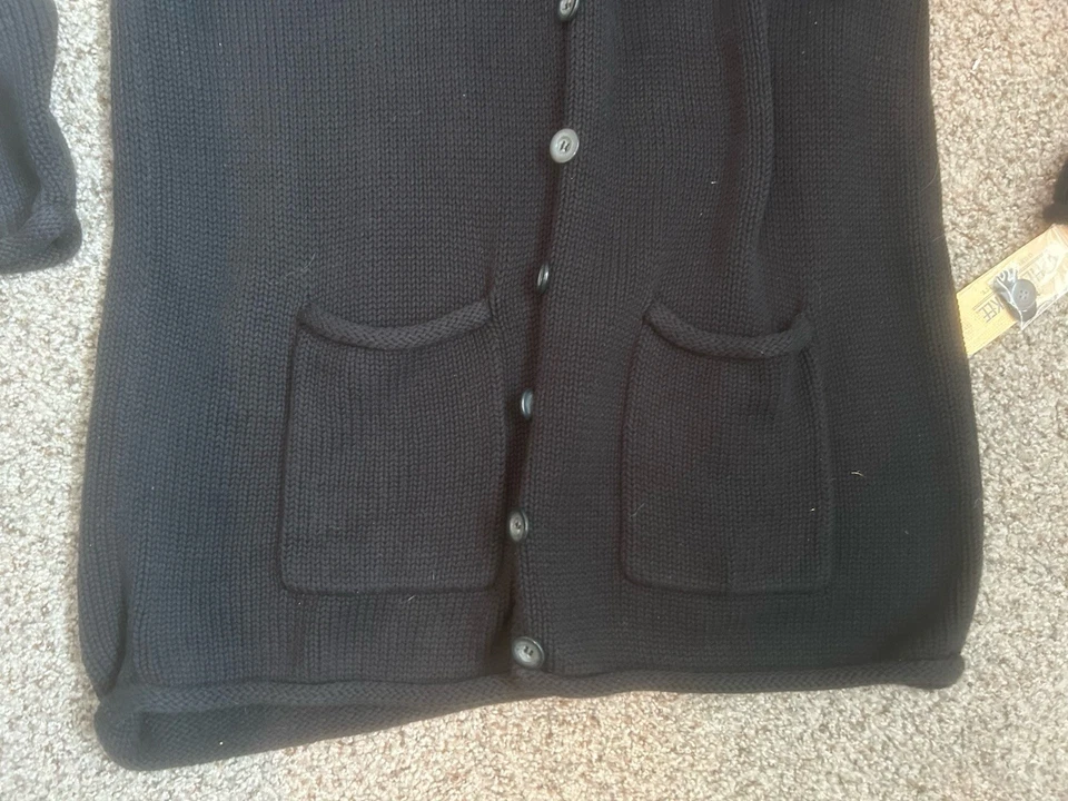 NUEVO Suéter Cárdigan Cherokee Negro con Botones XL Algodón Pesado ¡Nuevo con Etiquetas Bolsillos! Foto 2 de 4