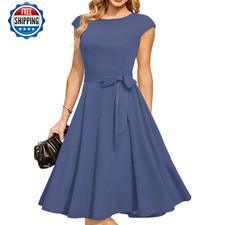DRESSTELLS Cocktail Formal Dress Wedding Guest Bridesmaid A-Line Tea Length
